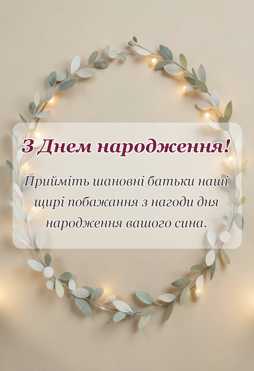 унікальна листівка - вітання батькам з днем народження сина