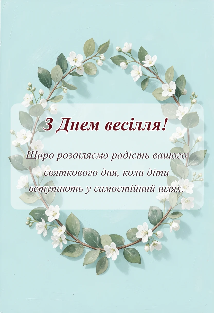 красива листівка: вітання батькам з одруженням дітей