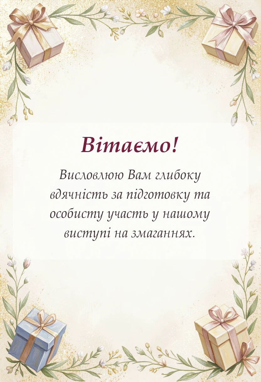 красива листівка: подяка тренеру за змагання