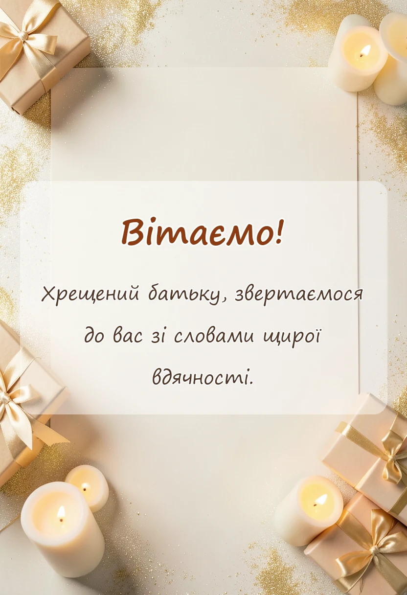 вітальна листівка - подяка хрещеним батькам від батьків