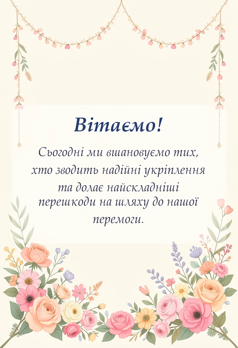 унікальна листівка - поздоровлення з днем інженерних військ