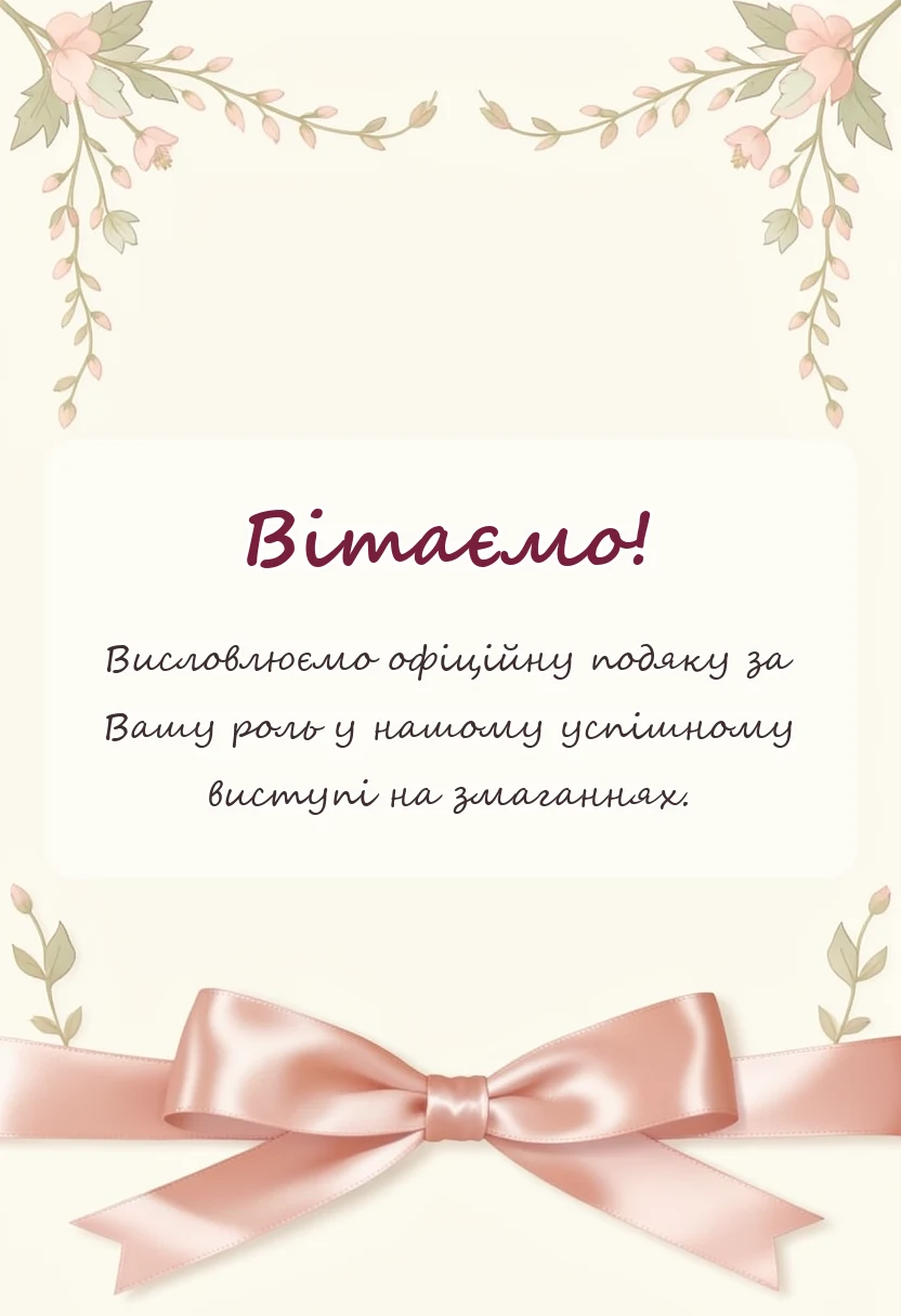 красива листівка: подяка тренеру за змагання