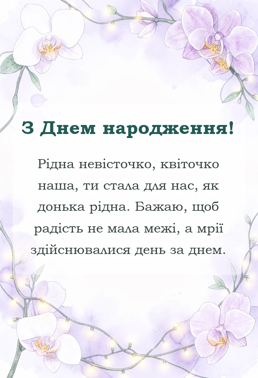 унікальна листівка - вірш привітання з днем народження невістці