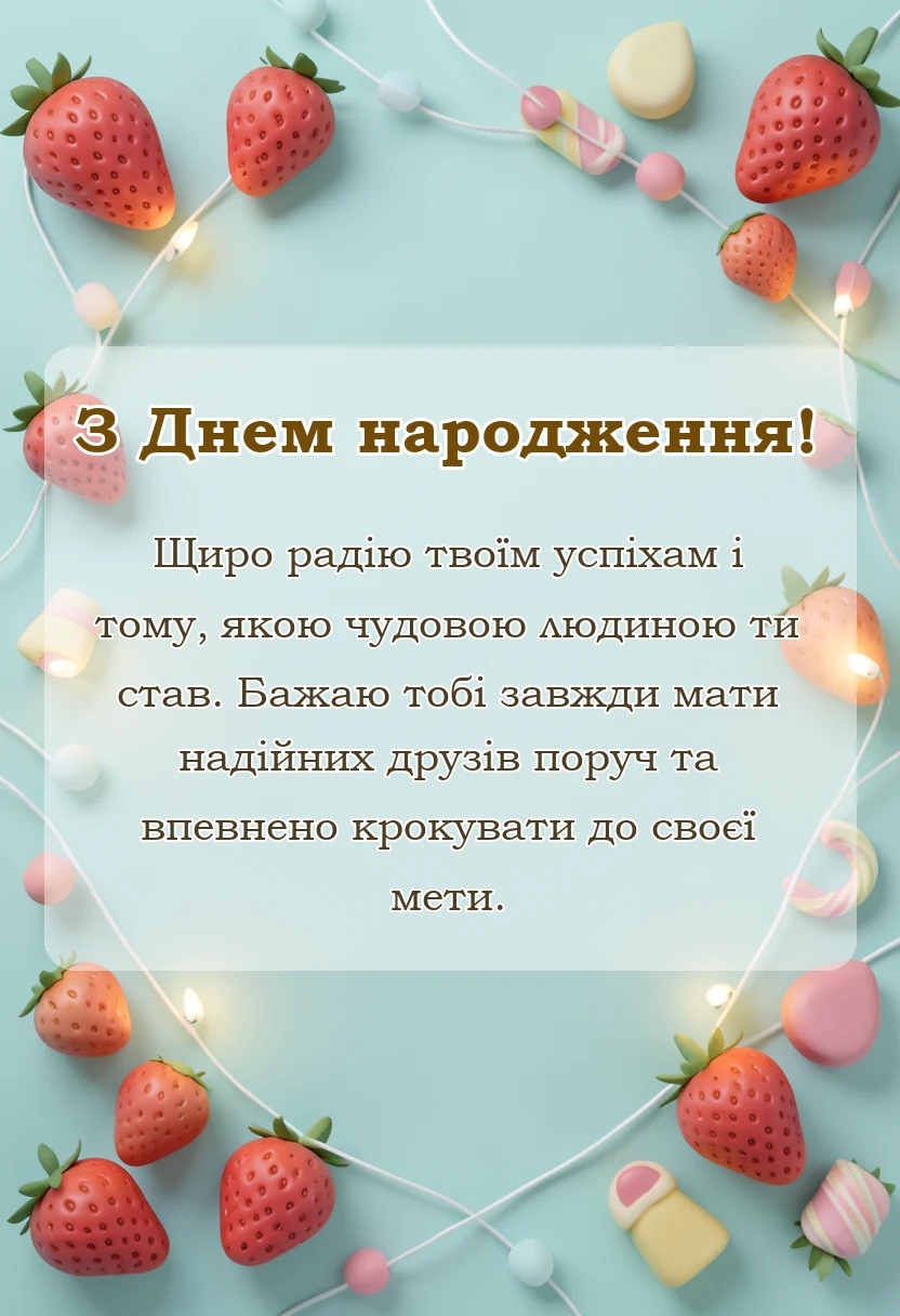 унікальна листівка - вітання з днем народження сина подруги