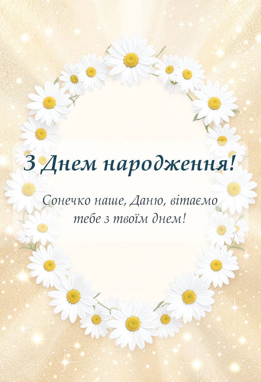 красива листівка: привітання з днем народження дані хлопчику