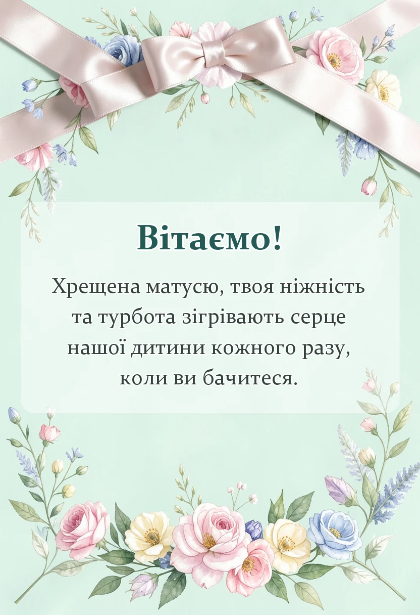 вітальна листівка - подяка хрещеним батькам від батьків