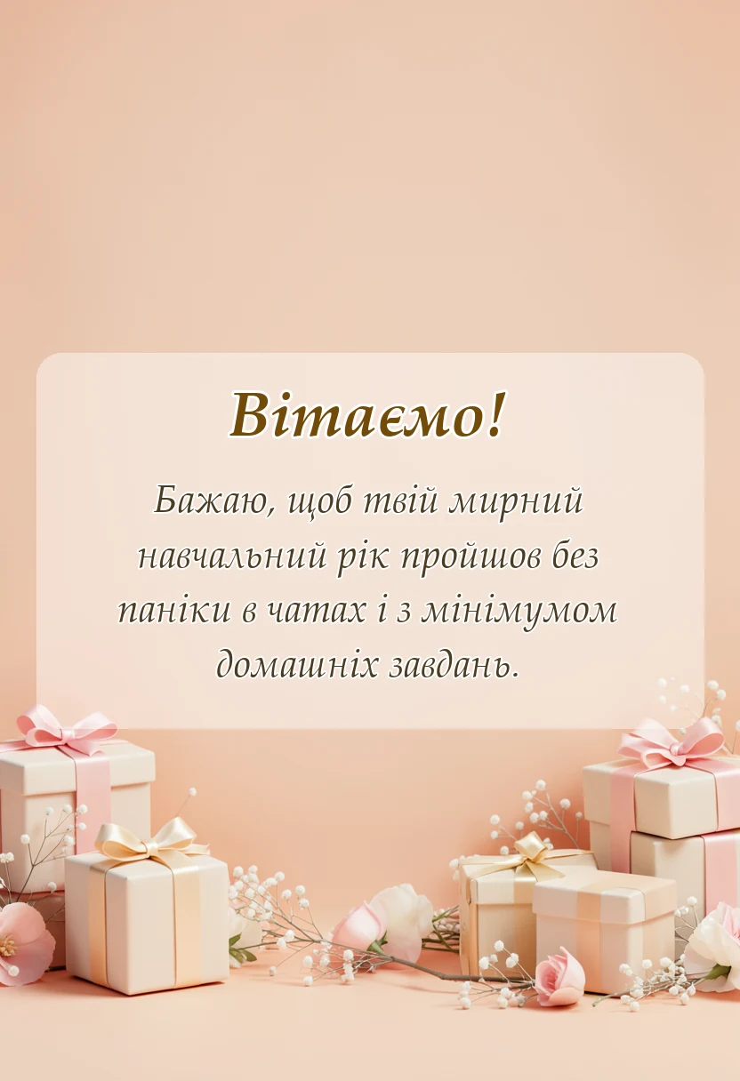 унікальна листівка - побажання мирного навчального року