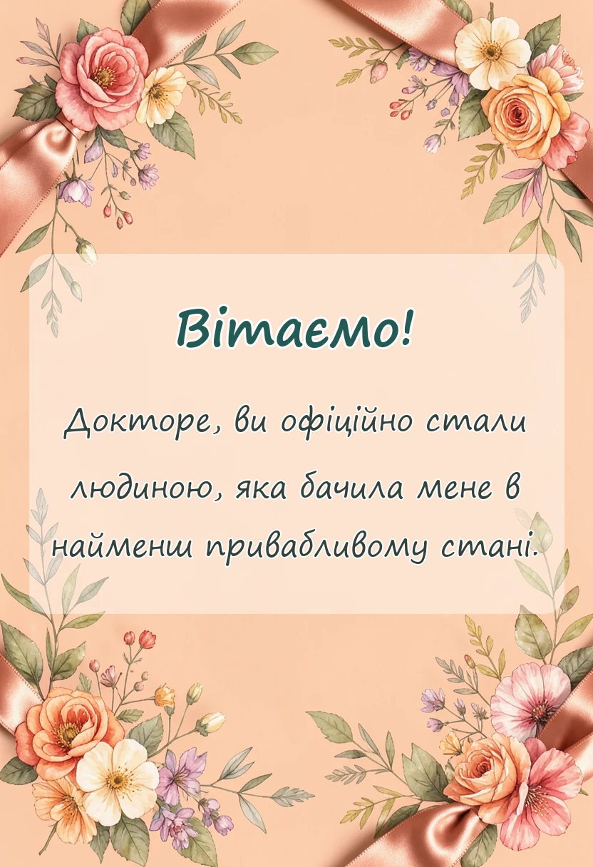 унікальна листівка - подяка лікарю за лікування