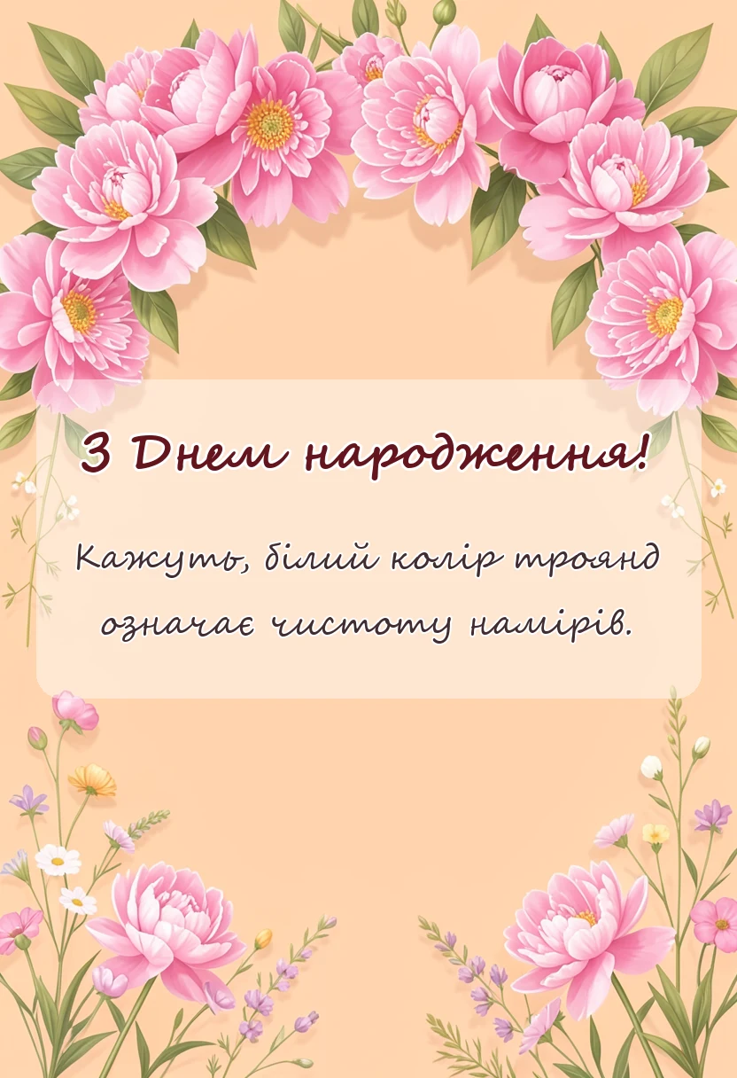 вітальна листівка - привітання з днем народження білі троянди картинки