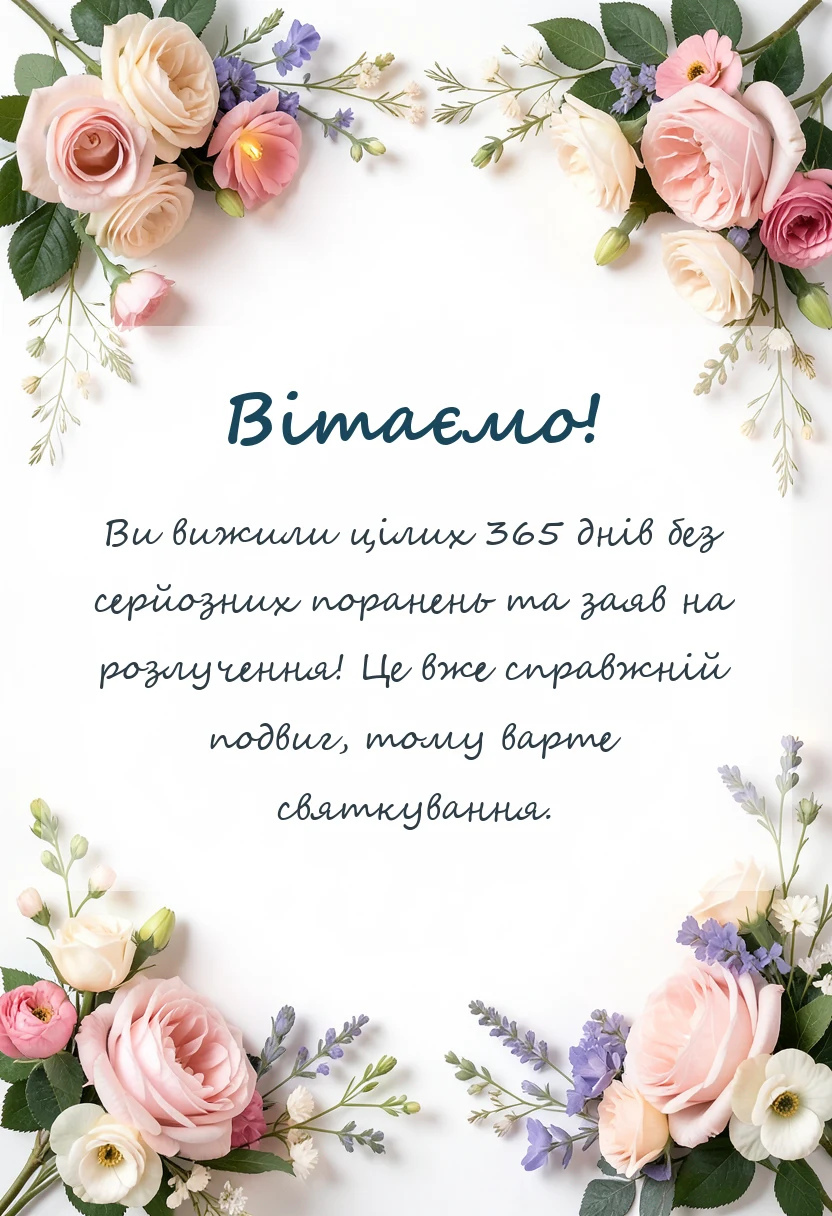 вітальна листівка - картинки з річницею весілля 1 рік
