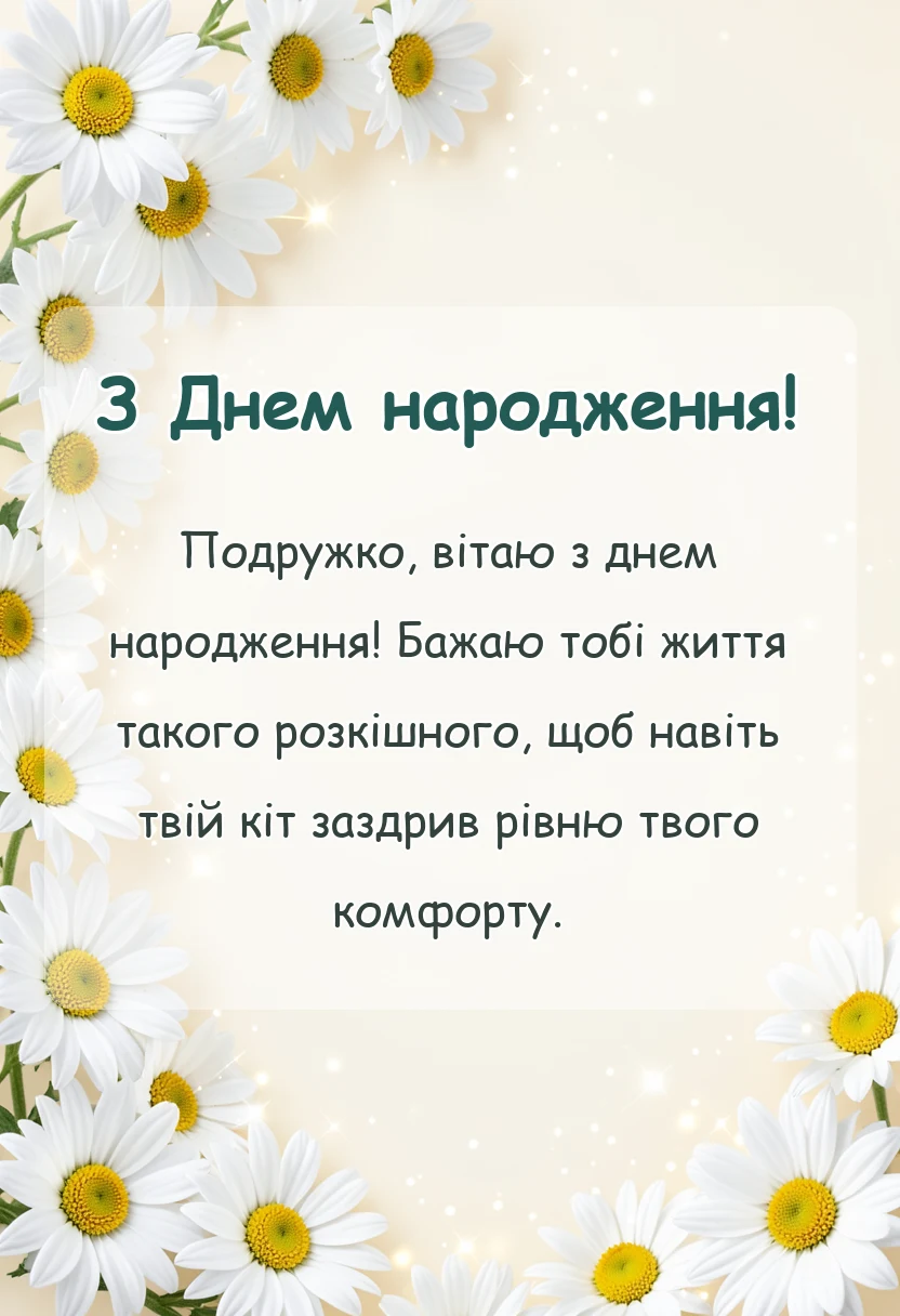 святкова картинка: оригінальне привітання подрузі