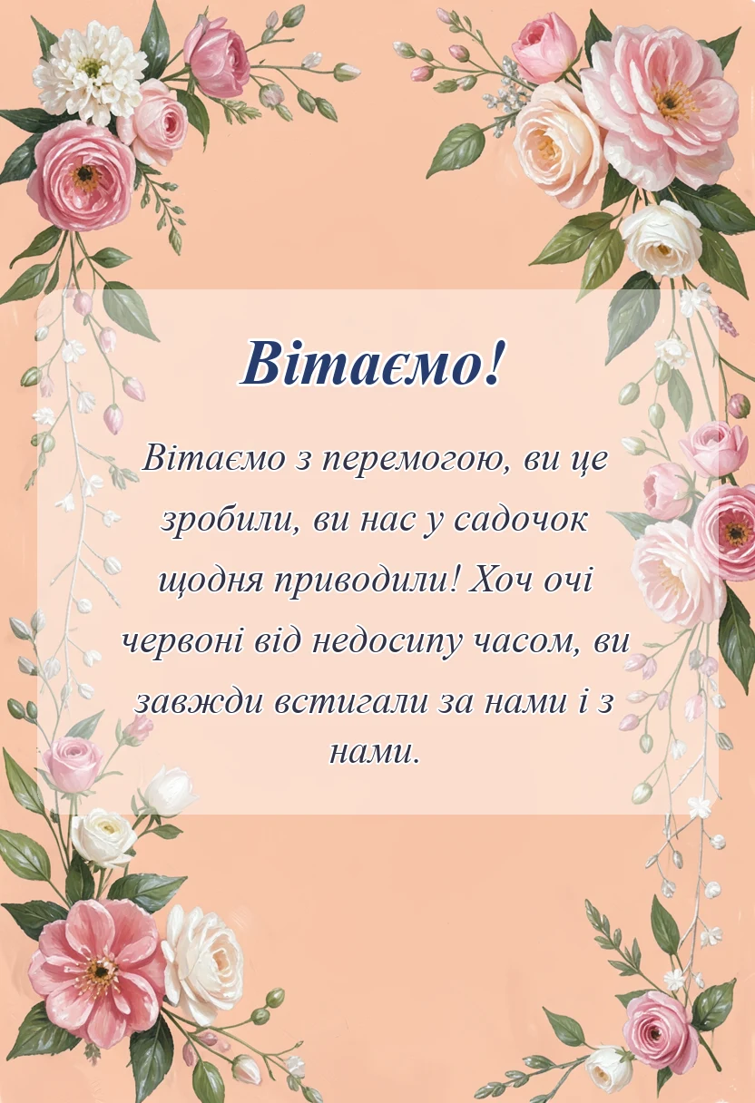 листівка з побажанням - вірш подяка батькам на випускний в днз