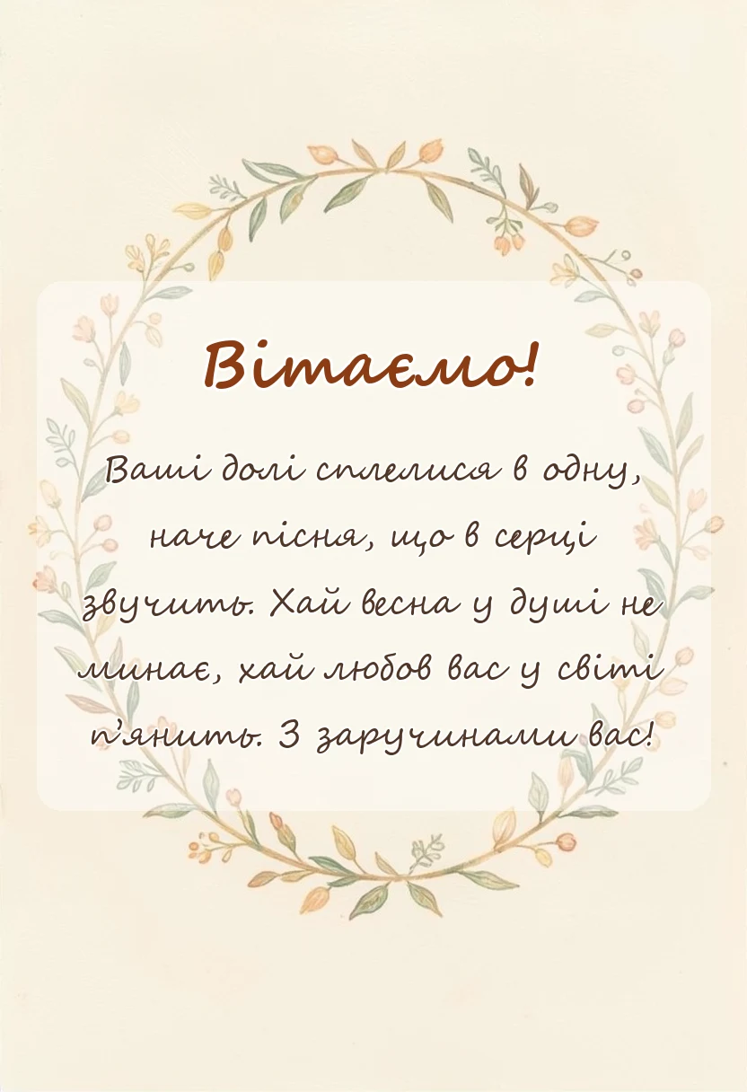 вітальна листівка - картинка привітання з заручинами