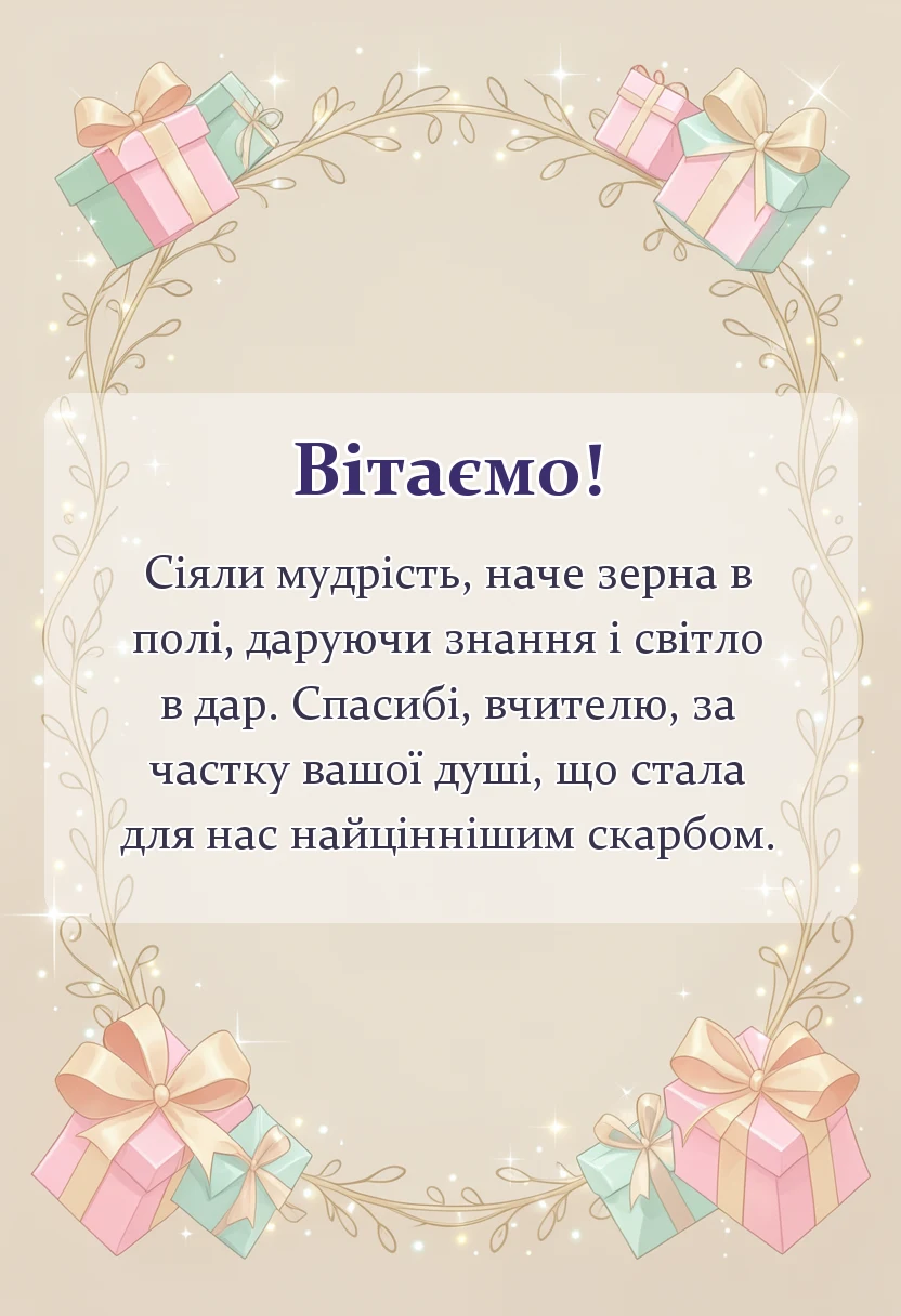 листівка з побажанням - подяка вчителю слова вдячності тексти