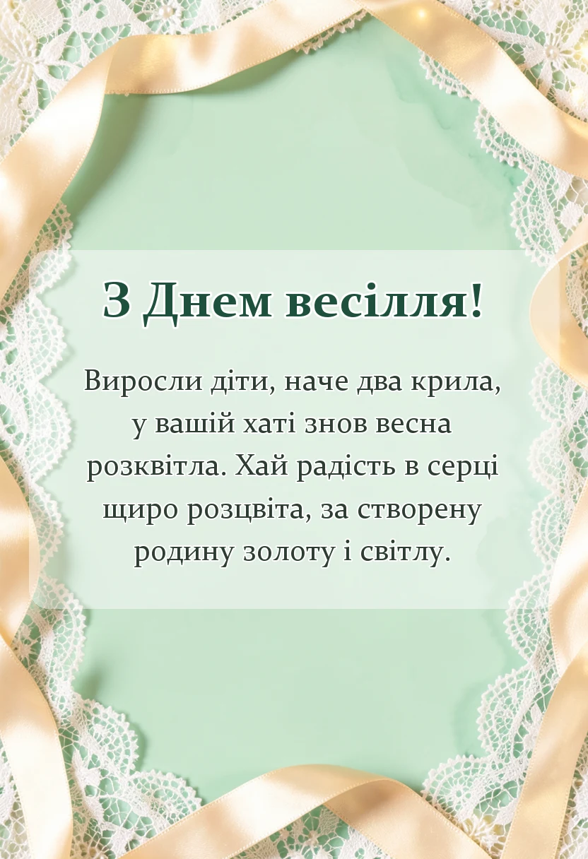 унікальна листівка - вітання батькам з одруженням дітей
