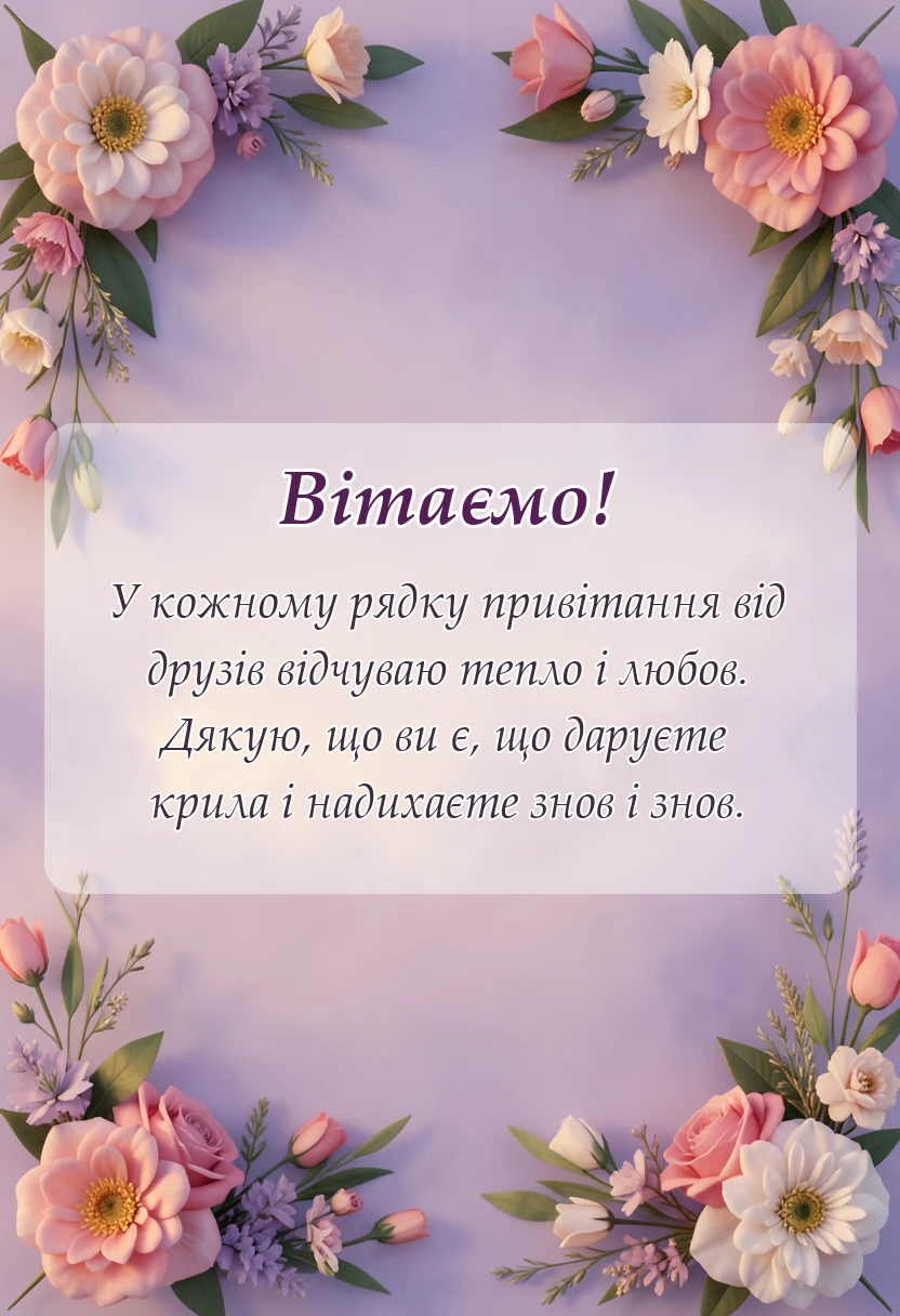 красива листівка: подяка друзям за привітання