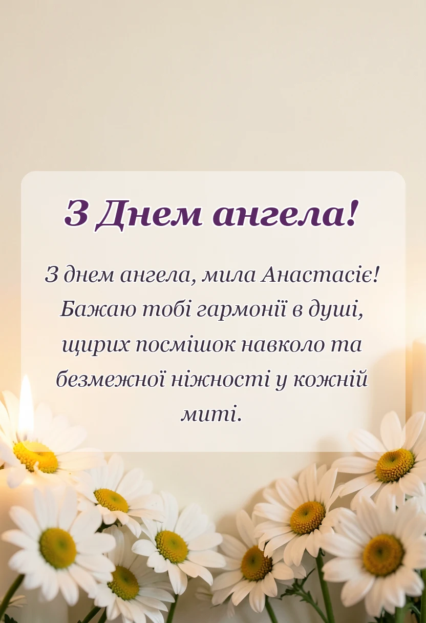 унікальна листівка - привітання з днем ангела анастасія