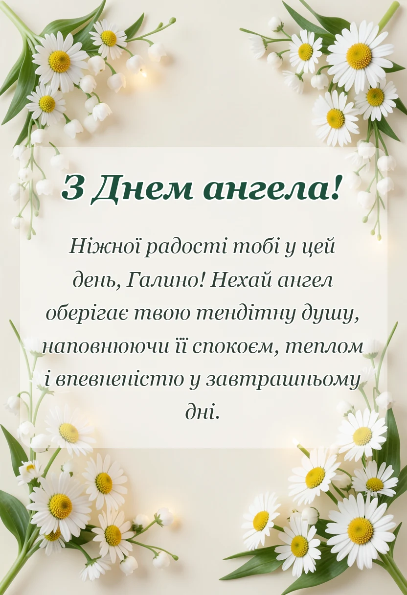 красива листівка: привітання з днем ангела галини своїми словами
