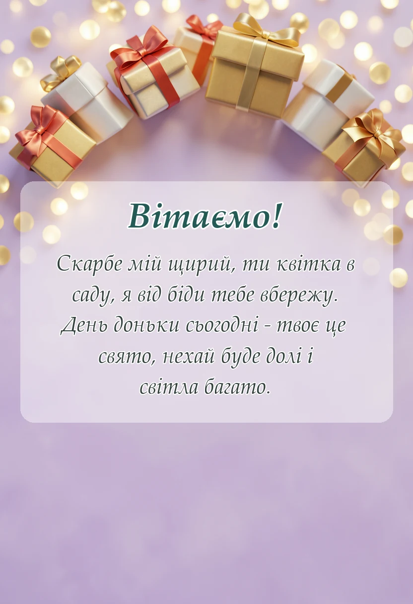 красива листівка: привітання з днем доньки