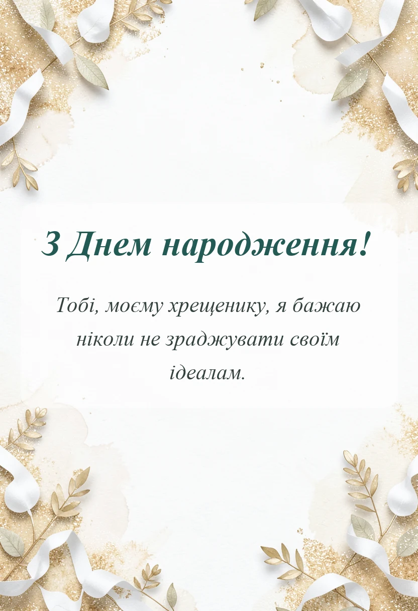 унікальна листівка - привітання з днем народження дорослому хрещенику
