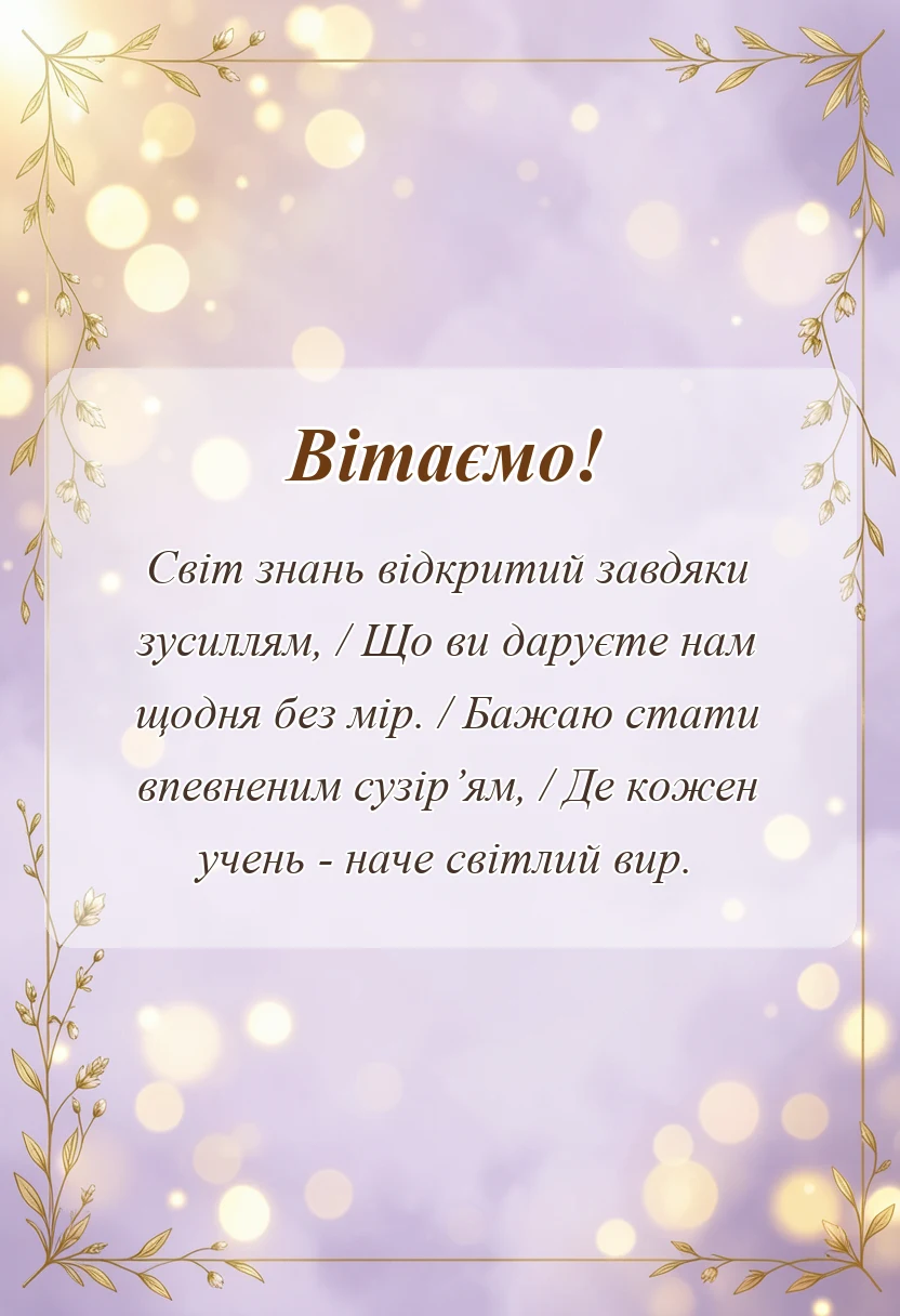красива листівка: оригінальні привітання з днем вчителя