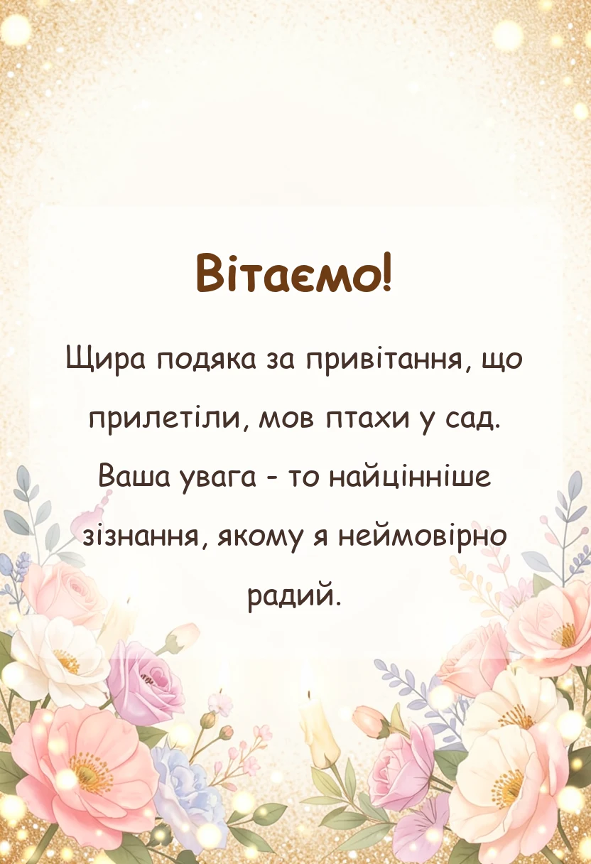 листівка з побажанням - подяка друзям за привітання