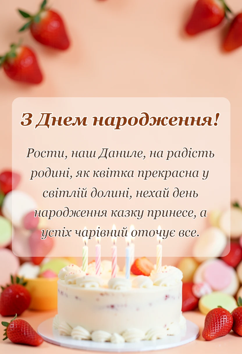 красива листівка: привітання з днем народження дані хлопчику