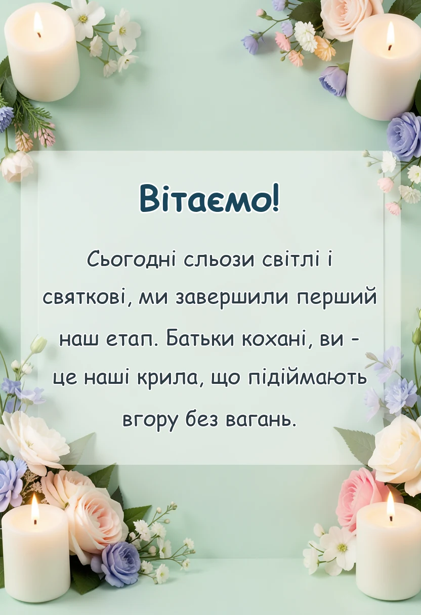 вітальна листівка - вірш подяка батькам на випускний в днз