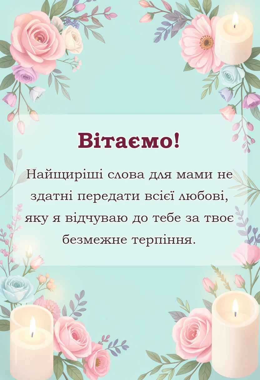 вітальна листівка - зворушливі слова для мами