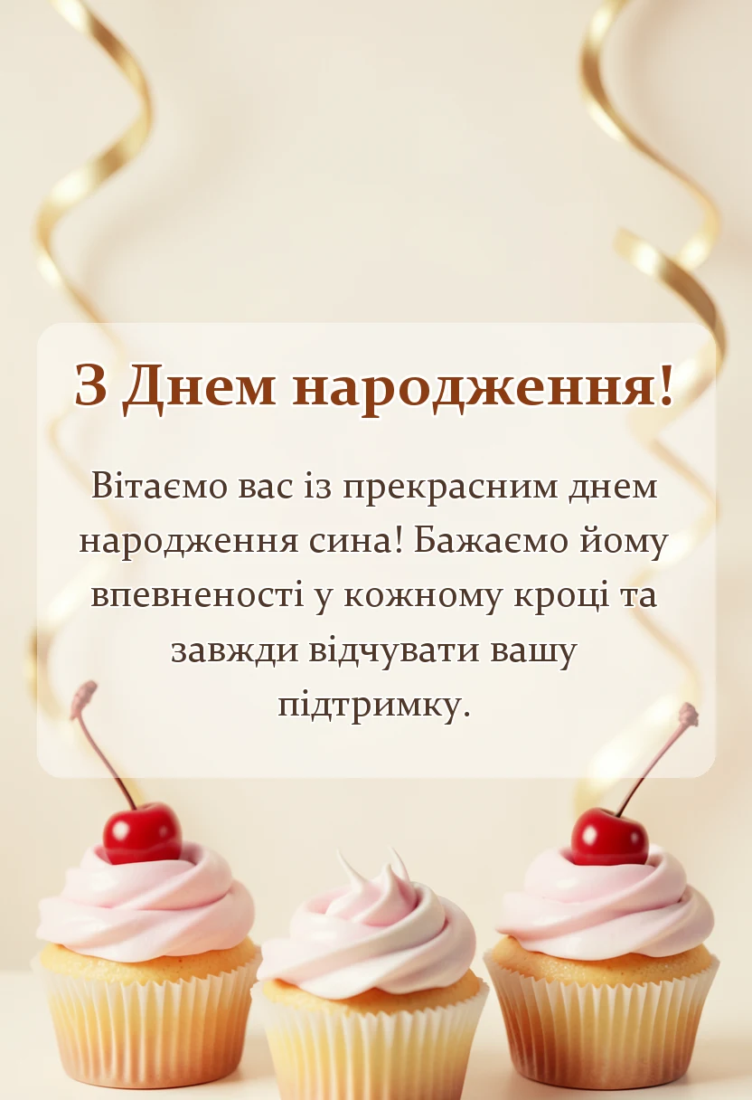 листівка з побажанням - вітання батькам з днем народження сина