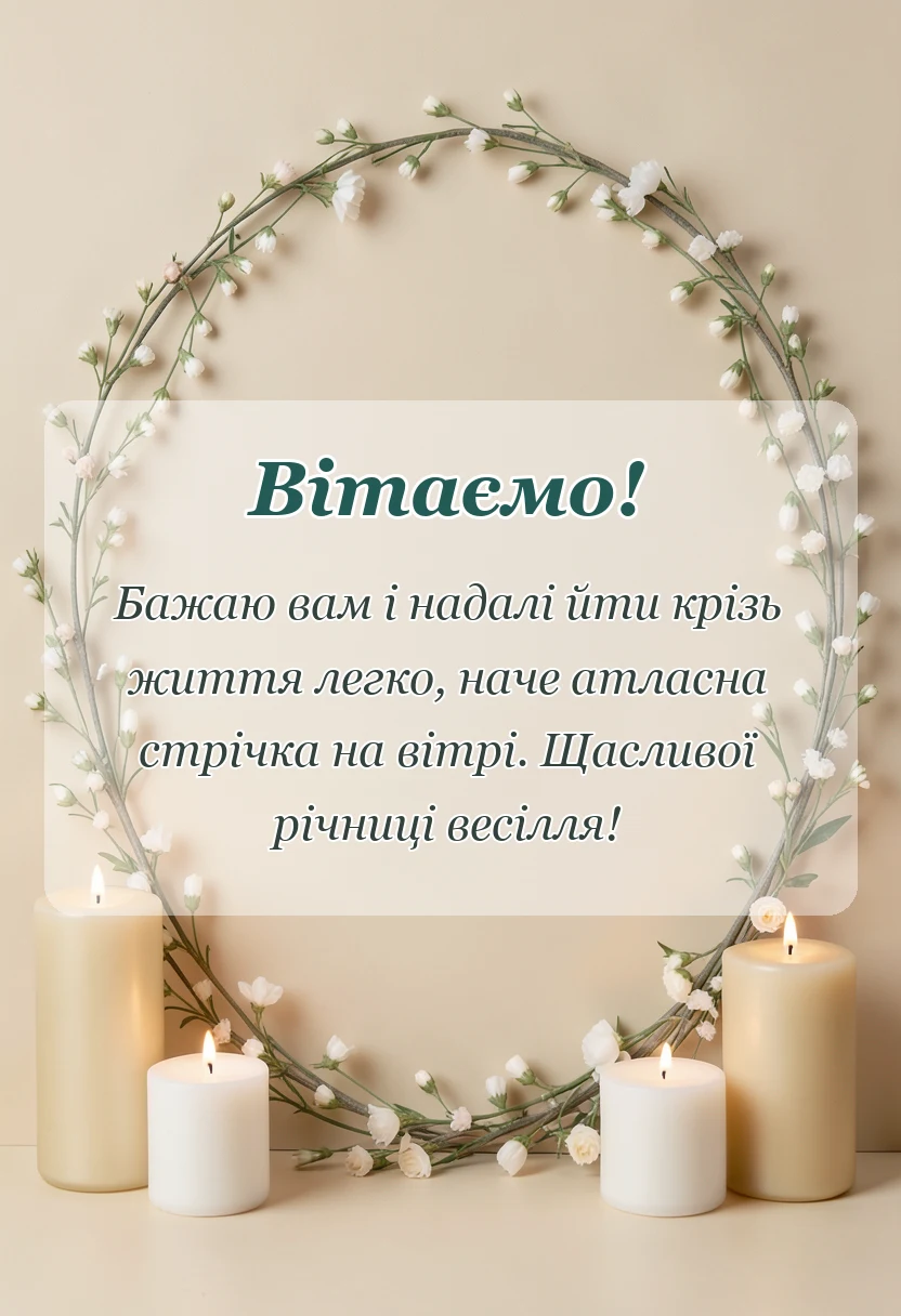листівка з побажанням - листівка з атласним весіллям