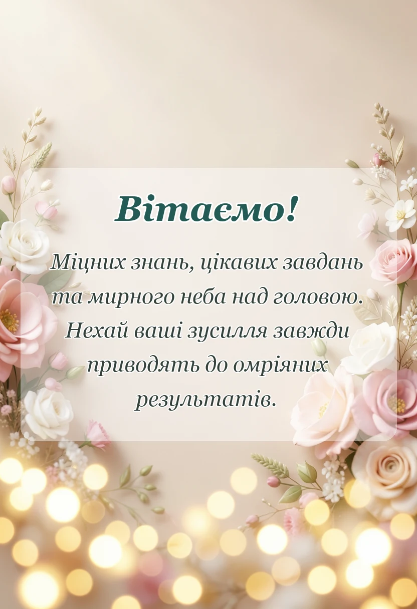 вітальна листівка - побажання мирного навчального року