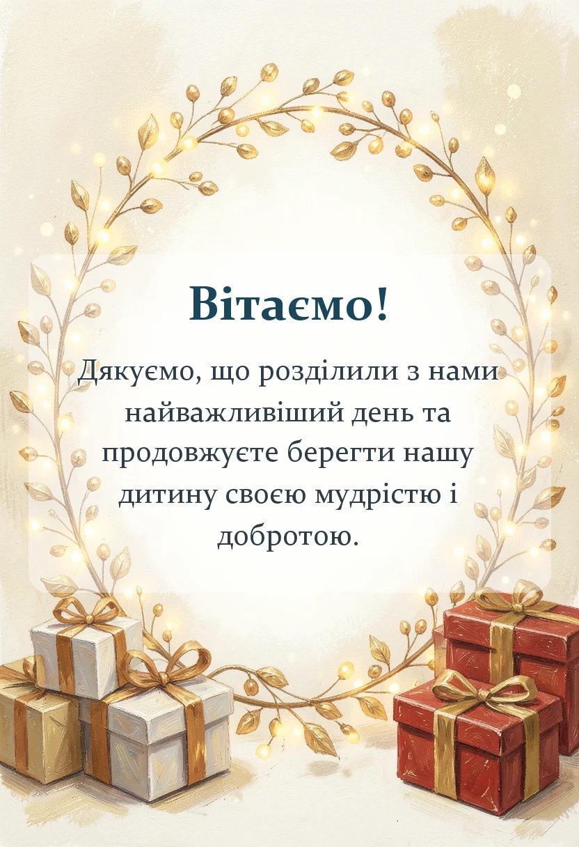 вітальна листівка - подяка хрещеним батькам від батьків