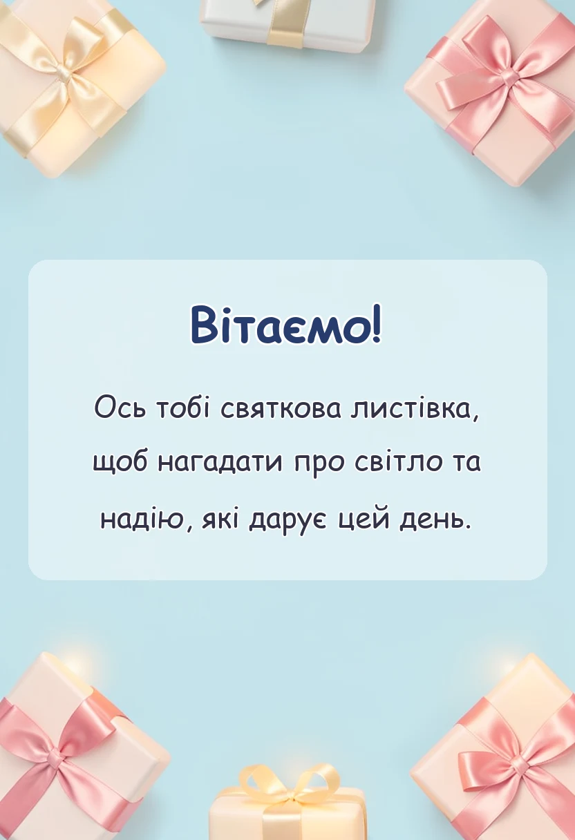 вітальна листівка - привітання з водохрещем в картинках