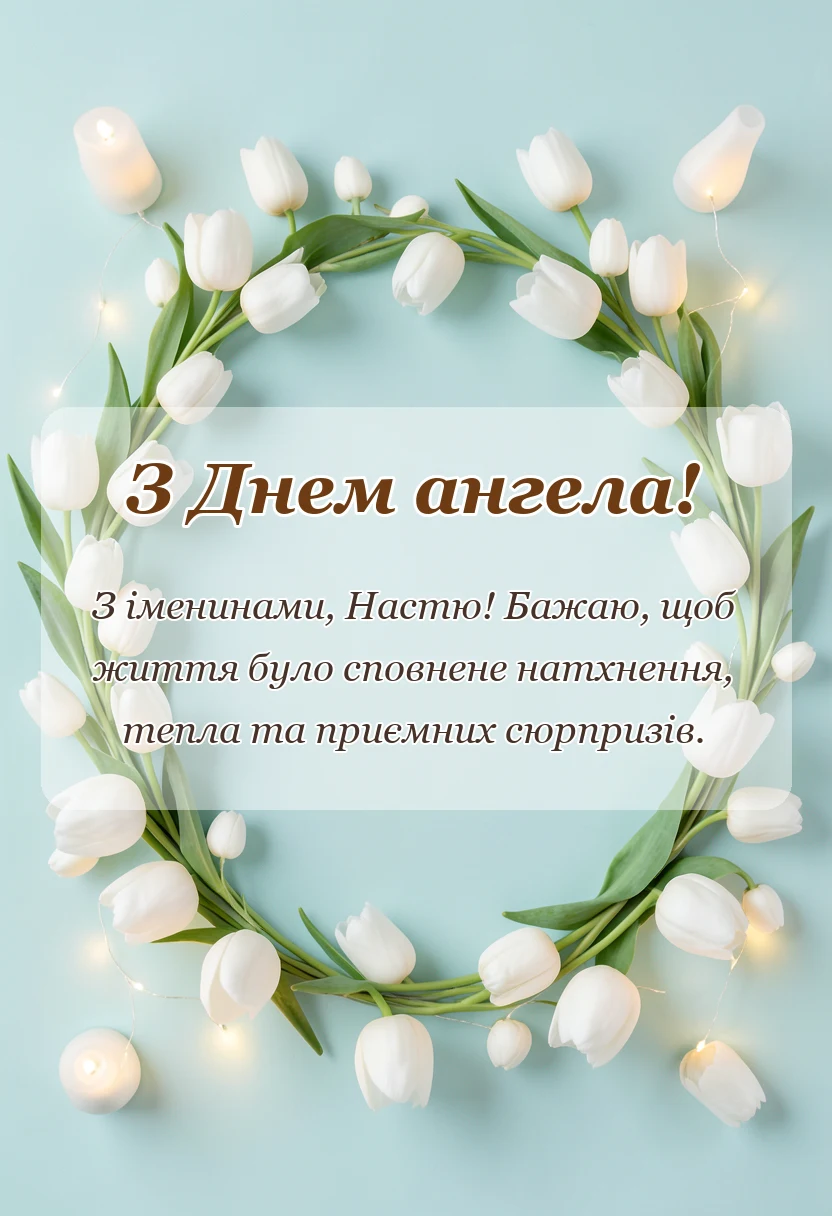 святкова картинка: привітання з днем ангела анастасія