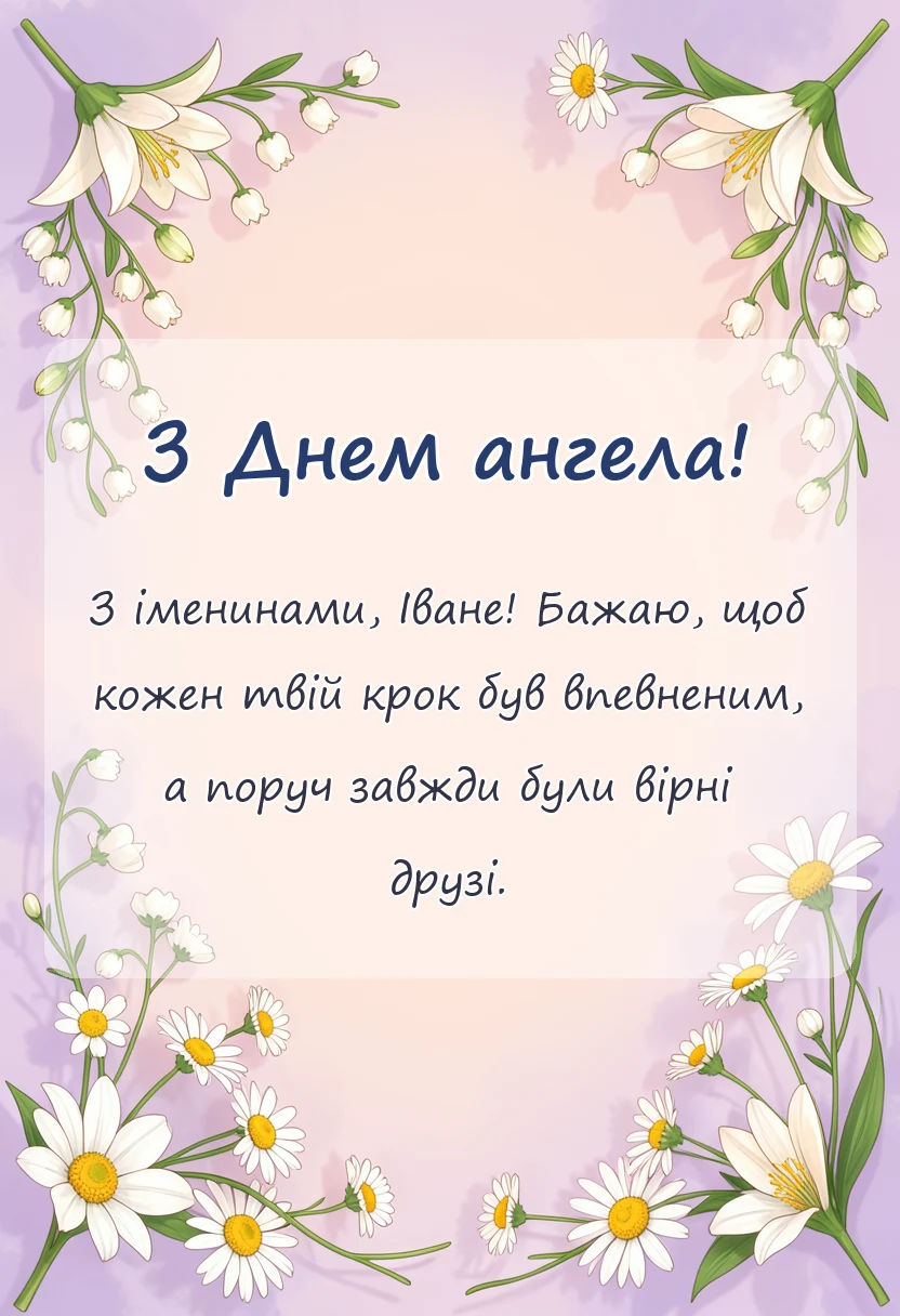 унікальна листівка - привітання з днем ангела івана своїми словами