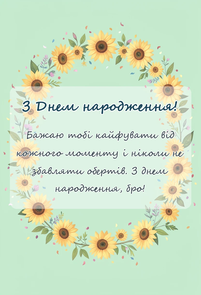 красива листівка: привітання з днем народження брату