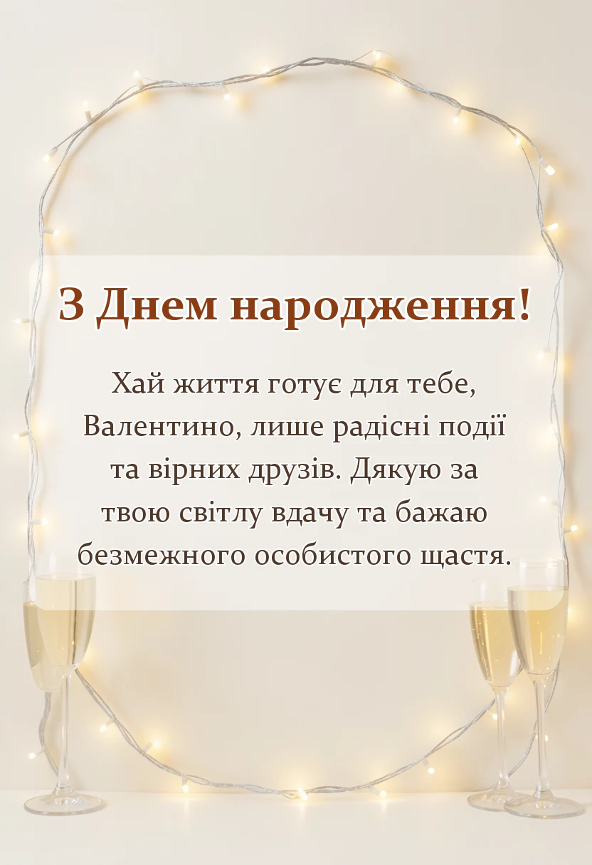 унікальна листівка - привітання з днем народження валентина