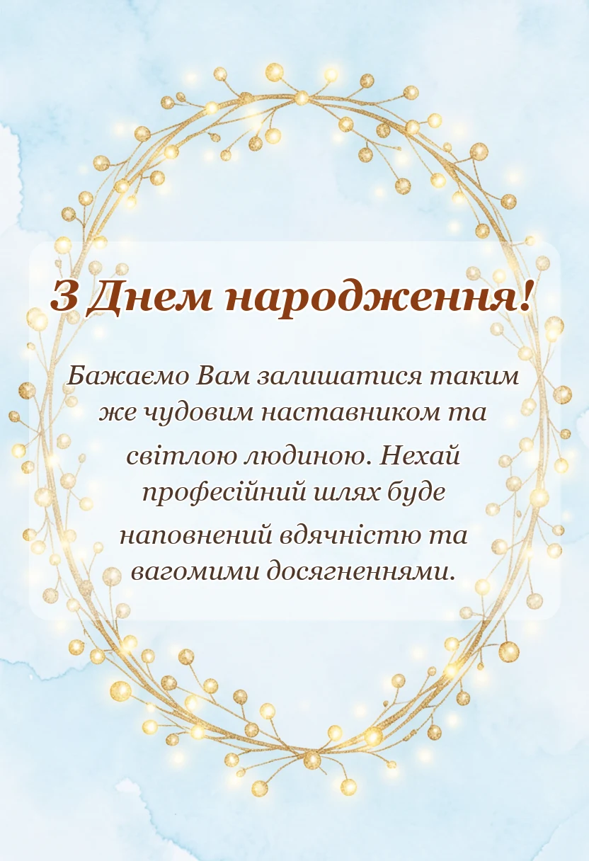 вітальна листівка - привітання з днем народження вчителя
