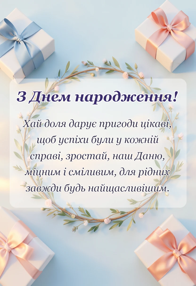 унікальна листівка - привітання з днем народження дані хлопчику