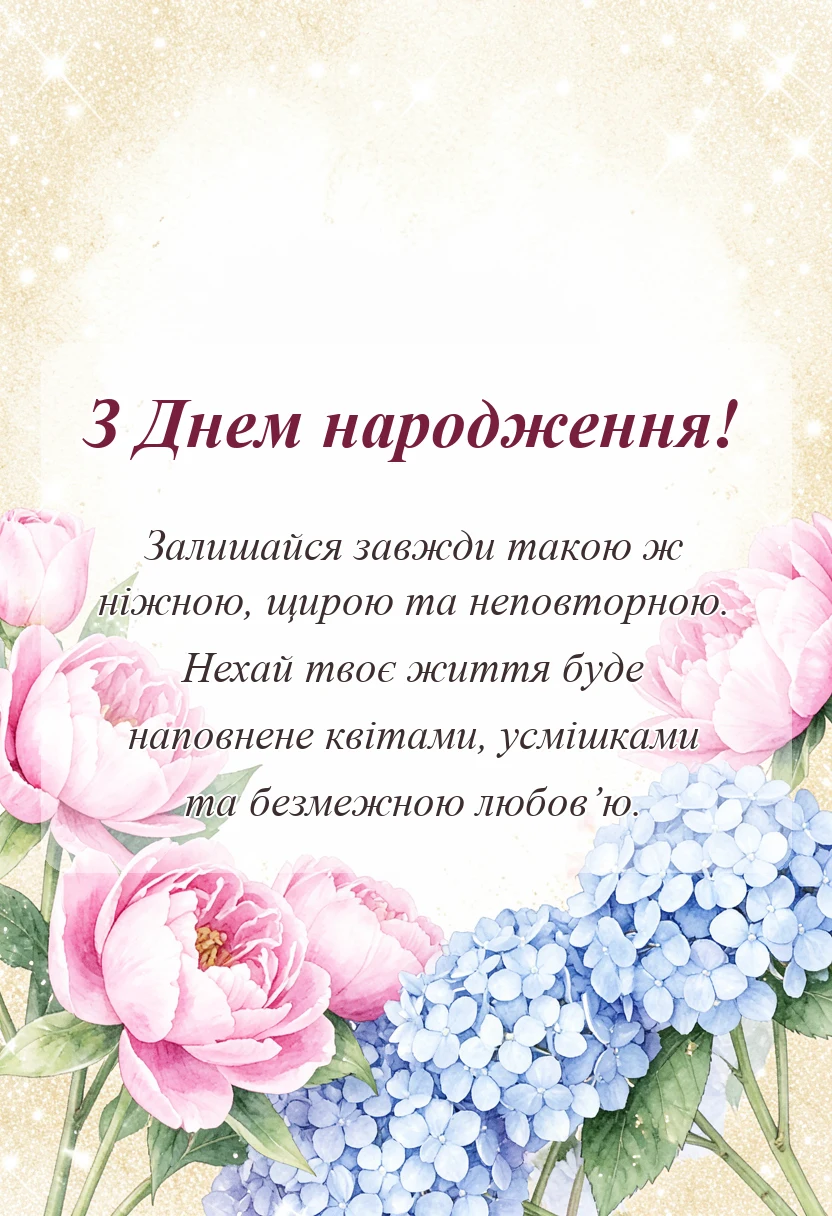 святкова картинка: привітання з днем народження дружині