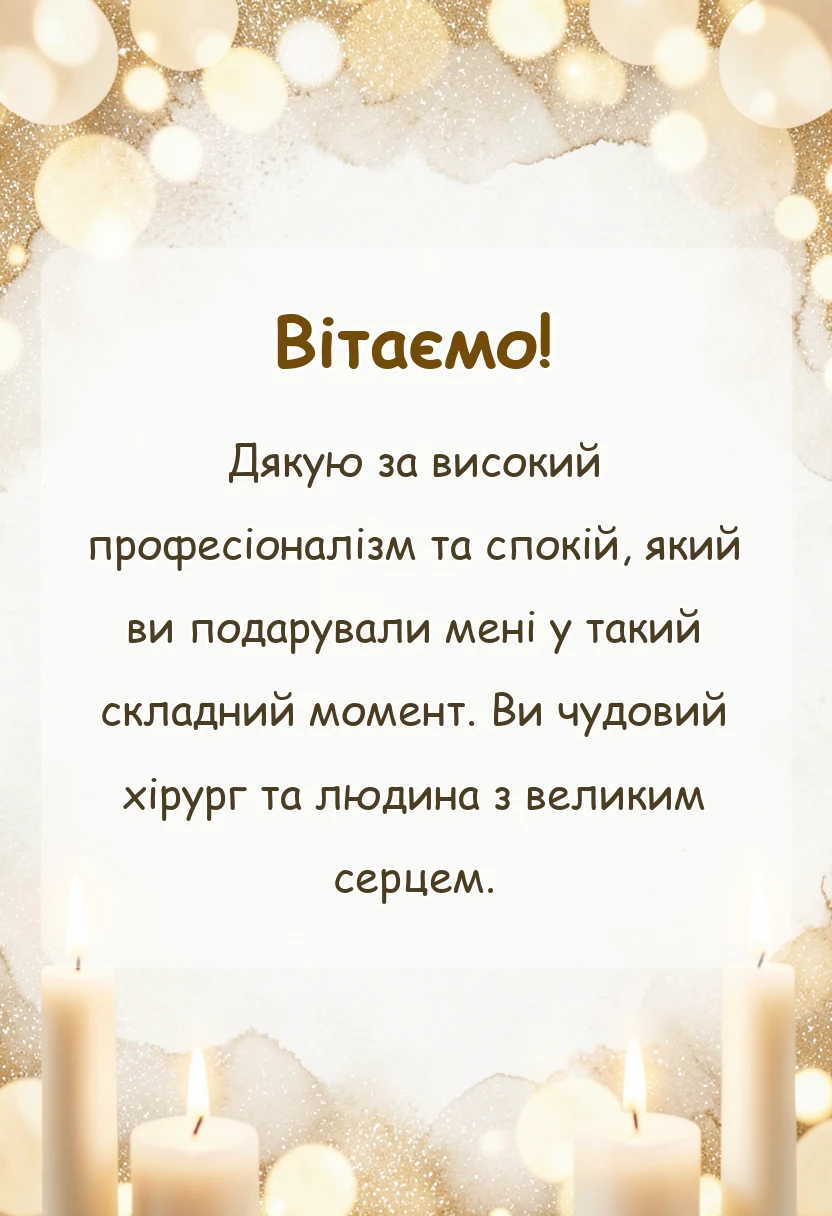 Вітальна картка з подякою лікарю українською мовою.