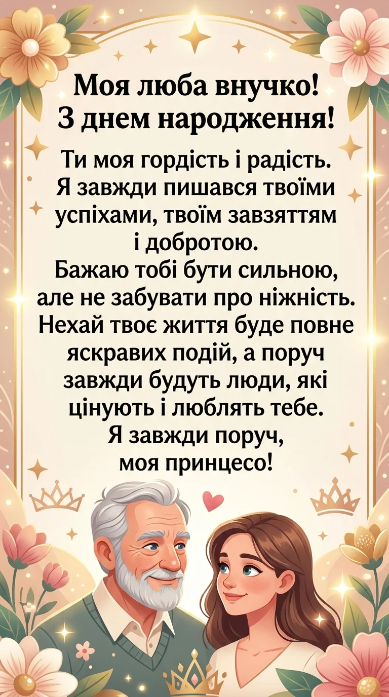 Ілюстрація бабусі з внучкою на день народження