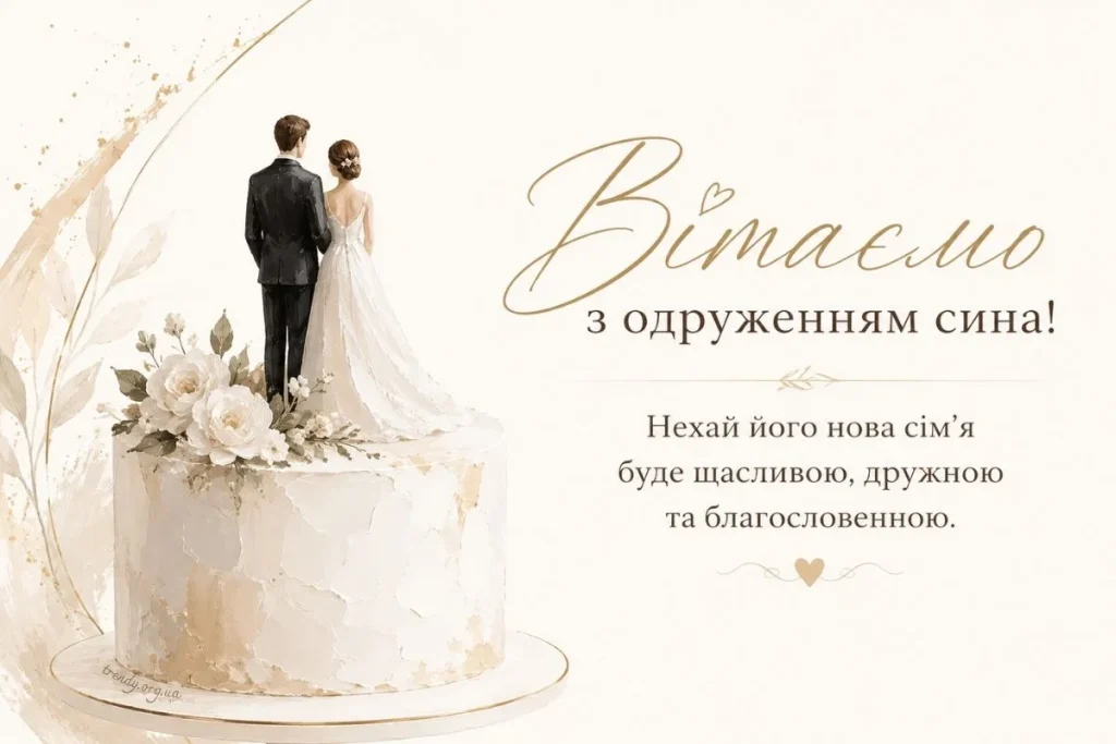 Вітання батькам з одруженням їхнього сина.