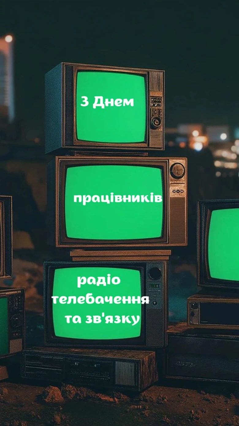 Телевізори з привітанням до Дня радіо, телебачення та зв'язку