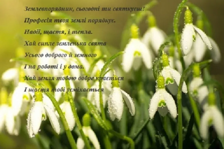 Квіти сніжинки з віршем на день землевпорядника