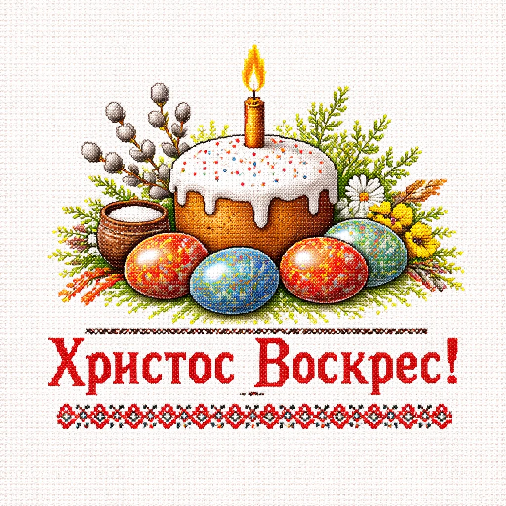 Великодній привітання з пасхою та яйцями