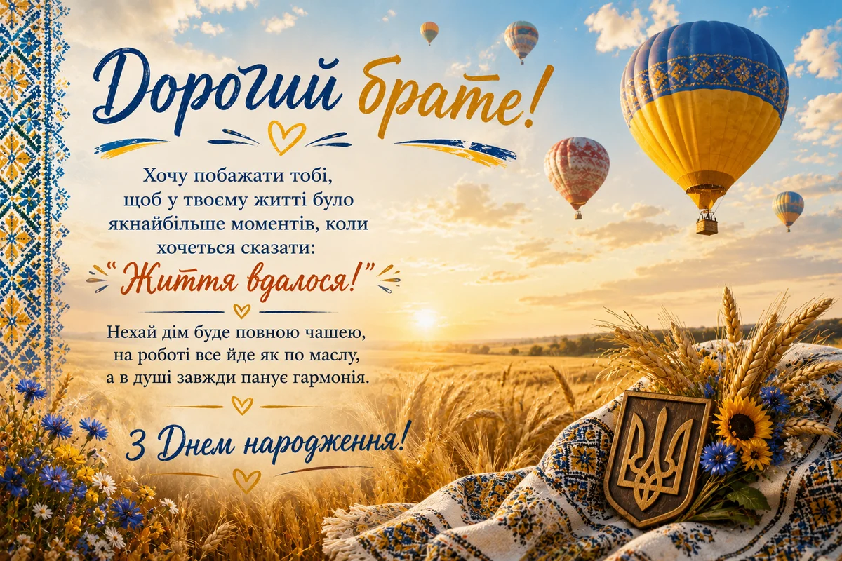 Привітання з днем народження брату українською мовою