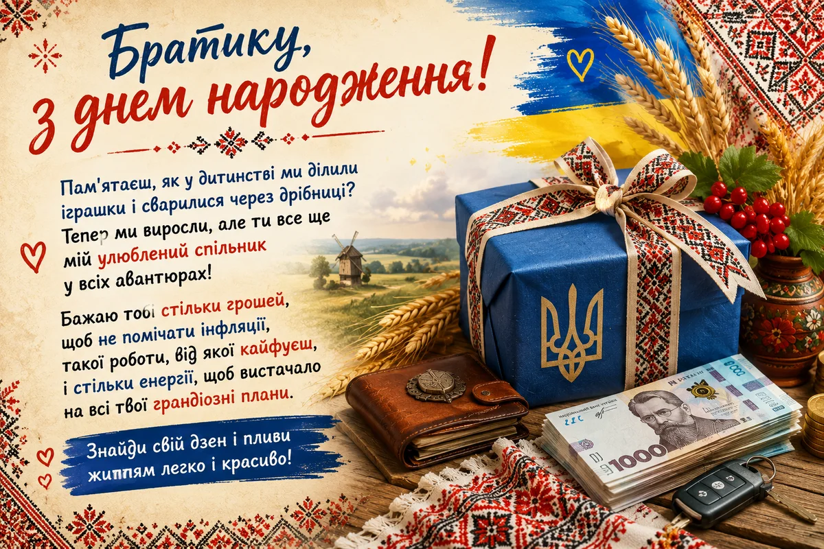 Привітання з днем народження брату українськими традиціями
